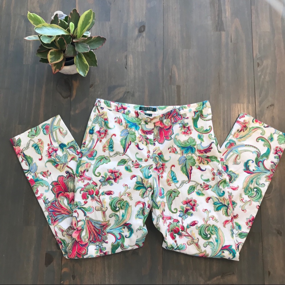 Lauren Ralph Lauren bright colored brocade capris